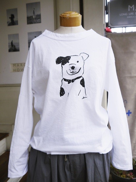 オーガニックエーゲ海天竺長袖ドッグプリントTシャツ　8251C-024