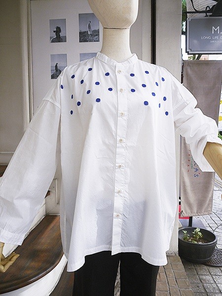 先染めブロードワイド刺繍シャツ　7255T-019