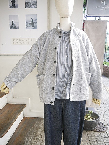 ライトウールパイルスタンドカーディガン　7255C-007